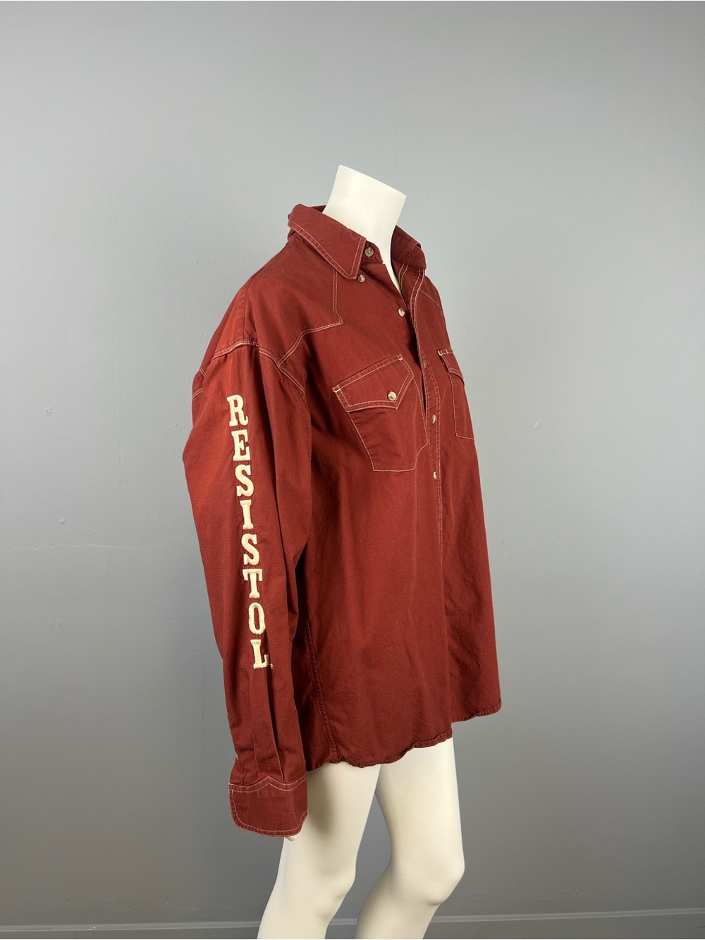Resistol Men's 100% CottonCasual Button-Down Shirt in Deep Red